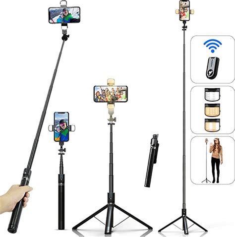Selfie Stick Phone Tripod With Remote And LED Fill Lights ASHINER