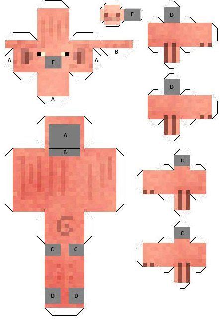 Papercraft Advanced Pig Boneco De Minecraft Mobs Minecraft
