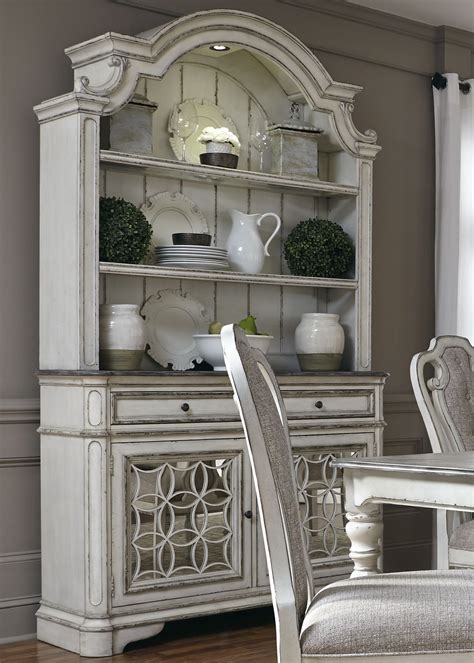Magnolia Manor Antique White Buffet With Hutch From Liberty Coleman