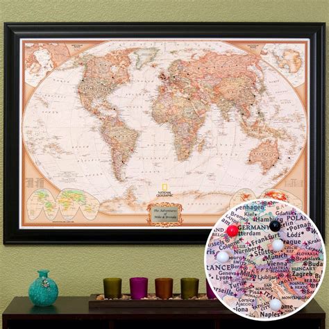 Personalized Executive World Travel Map With Pins And Frame Etsy