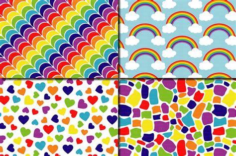 Rainbow Digital Paper Pack Multicolored Scrapbooking Papers Rainbow