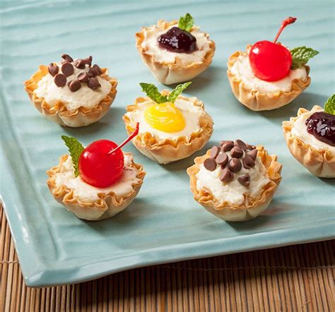 Discover how to use phyllo dough to make dessert recipes, appetizer recipes, main dish recipes, and more. Petite Cheesecake Cups With Cream Cheese, Sugar, Flour, Eggs, Vanilla Extract, Lemon Juice, Min ...