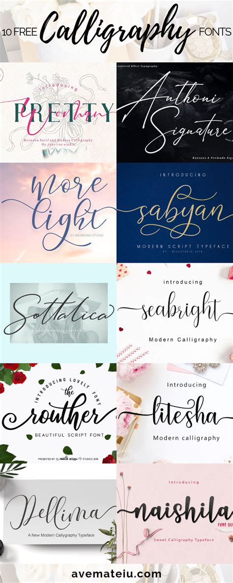 10 Free Calligraphy Fonts For Creative Projects Ave Mateiu