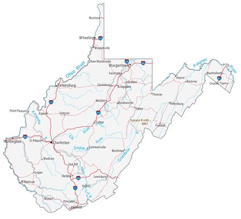 Map West Virginia Towns Virginia Map