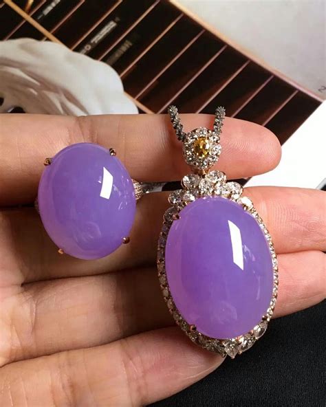 Purplelavender Jadeite Cabochons Ring And Pendant Jadeite Jewelry