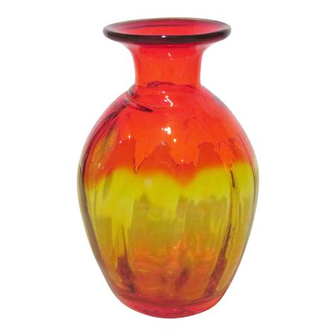 Mid 20th Century Blenko Amberina Glass Vase Chairish