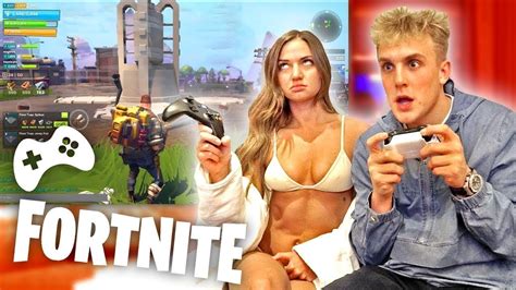 Jake Paul And Erika Costell Strip Fortnite Challenge Kill Remove One Clothing Piece On