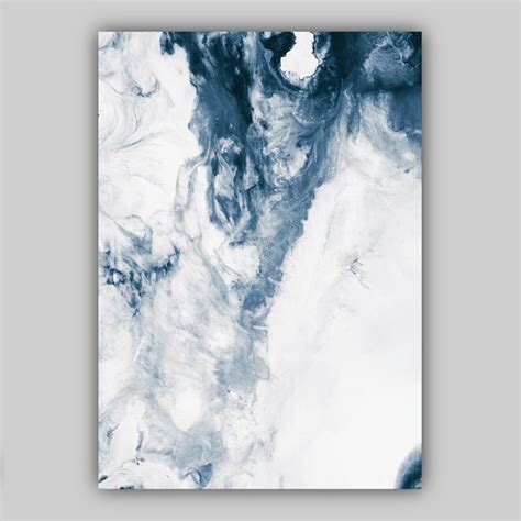 Set Of 3 Abstract Ocean Navy Blue And White Art Prints Of Etsy