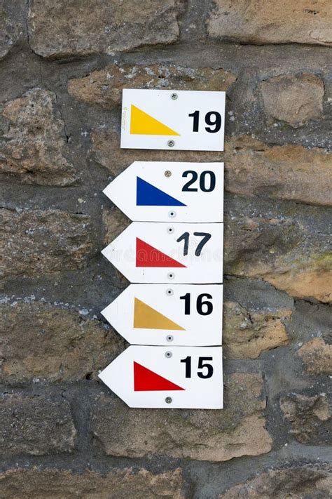 Hiking Trail Markers At A House Stock Image Image Of Green Route