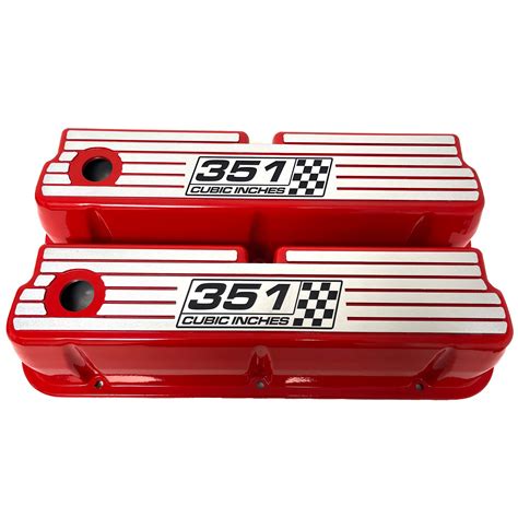 Ford 351 Windsor 351 Cubic Inches Wide Fin Valve Covers Red