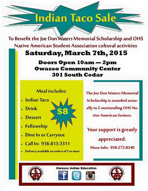 Zander insurance, one of the largest providers of term life insurance in the country, is inviting middle tennessee students to apply for the life lessons scholarship program. Indian Taco Fundraiser for Joe Don Waters Memorial Scholarship March 7th - Owassoisms.com