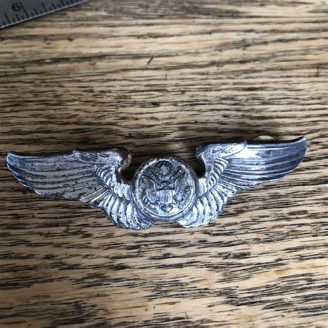 Vintage Ww2 Us Air Force Usaaf Air Crew Wing Pin Sterling Silver