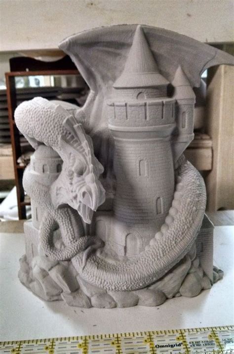 Large Fall Dragon Around Castle Ceramic Bisque Ready To Paint Diy