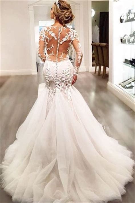 Buy cheap trumpet wedding dresses online at veaul.com today! Lace Mermaid 2018 Breathtaking Wedding Dresses V-neck Long ...