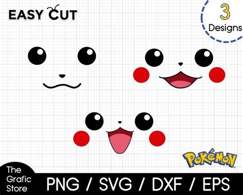 Pikachu Face Svg Kit Pokemon Svg Cute Pikachu Svg Face Etsy In 2023