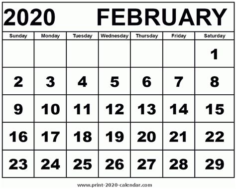 February 202 Calnedar Template Calendar Design