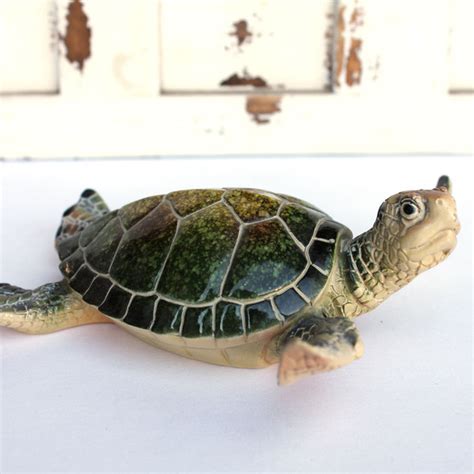 575 Green Resin Sea Turtle Figurine Nautical Sea Decor California
