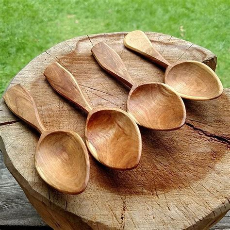 A Few Short Handled Eating Spoons Carved Lately From Wild Black Cherry