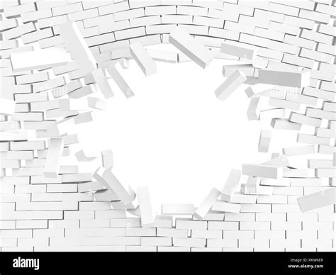 3d Rendering Of Brick Wall Explosion Stock Photo Alamy