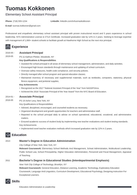 Assistant Principal Resume Template And Guide 20 Examples