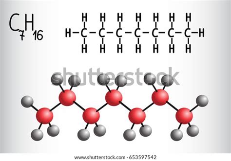 Chemical Formula Molecule Model Heptane C7h16 Stock Vector Royalty