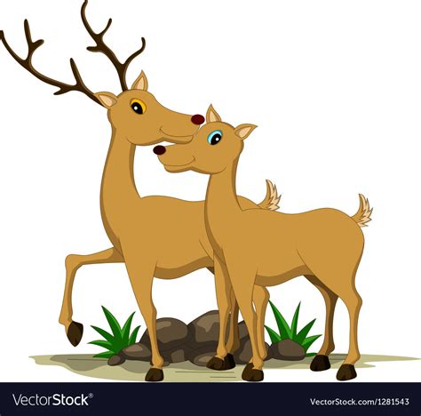 Cute Couple Deer Cartoon Royalty Free Vector Image