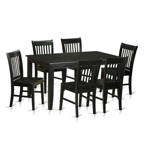 Shop Duno7 Blk Black Rubberwood 7 Piece Dining Set With Table And 6