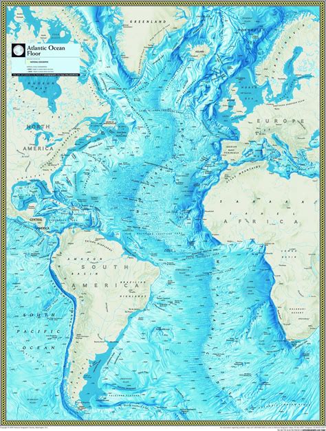 North Atlantic Ocean Floor Map Bathymetry Sea Islands East Northeastern