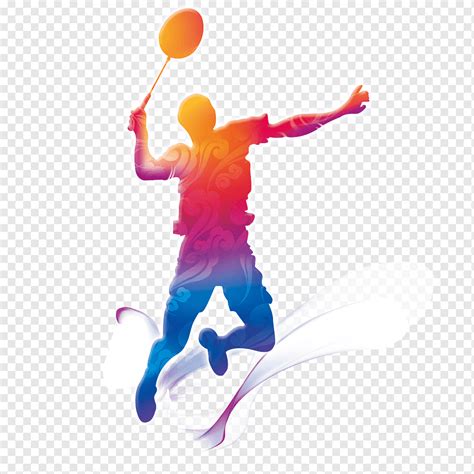 Grafis Badminton Motion Pemain Badminton Kreatif Orang Yang Memegang
