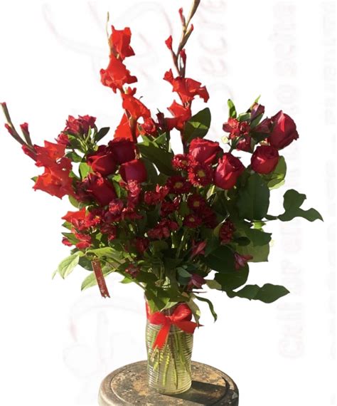 Overflowing Red Garden And Rose Bouquet In Placentia Ca Orchids Little Secret Boutique