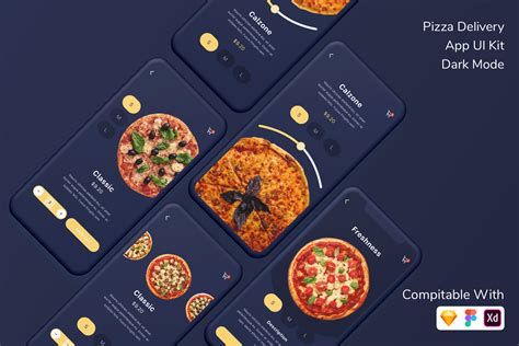 Pizza Delivery App Ui Kit Dark Mode Graphic By Betush · Creative Fabrica