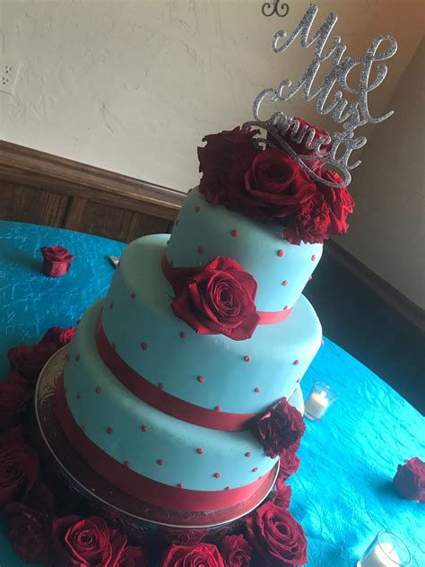 Turquoise And Red Wedding Cake Wedding Cake Red Turquoise Wedding