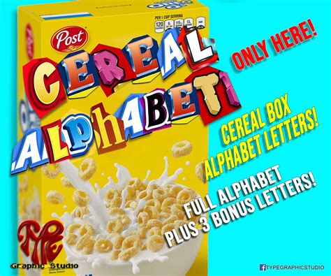 Cereal Box Alphabet Letters Digital Image Png Instant Etsy