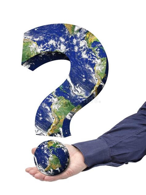 Earth Problem Big Question Mark Hand Isolated Stock Image Image Of