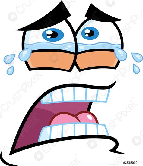 Crying Cartoon Funny Face With Tears And Expression Vector De Stock