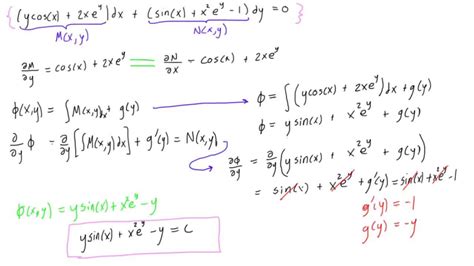 Exact Differential Equation Example 1 Youtube