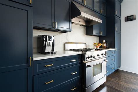 Creative Navy Blue Kitchen Cabinets With Brass Hardware Awesome