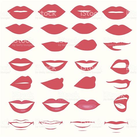 Vector Lips And Mouth Silhouette And Glossy Open And Close Up Man