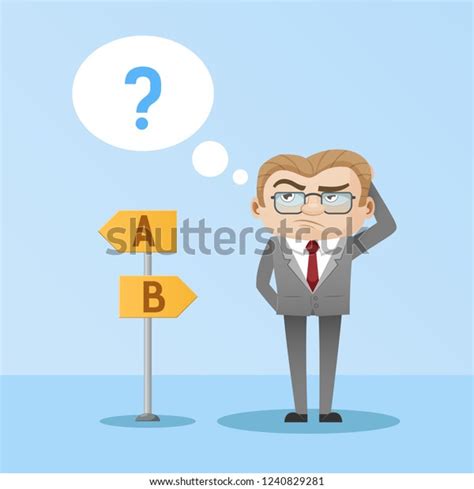 Confuse Businessman Chat Bubble Road Sign Stock Vector Royalty Free