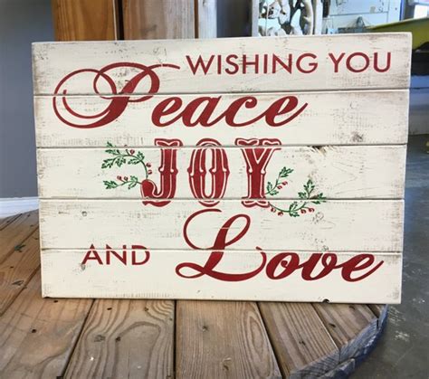 Wishing You Peace Joy And Love Christmas Sign Rustic Christmas Sign
