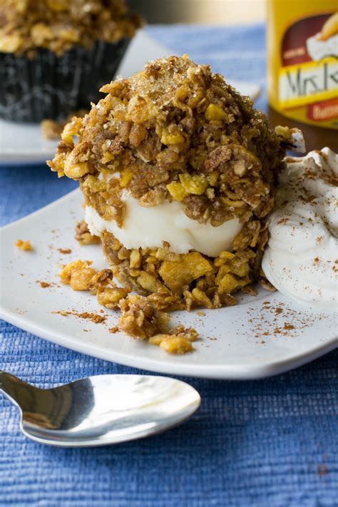 The concept of fried ice cream can be related to the similar dessert, the baked alaskan, which was developed in the 19th century. Un-Fried Fried Ice Cream Cups - What the Forks for Dinner?