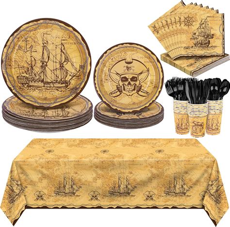 Durony 169 Pieces Pirate Tableware Set Pirate Treasure