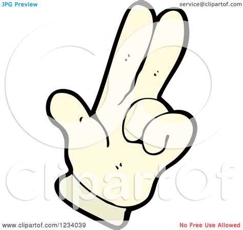 Clipart Of A Hand Holding Up Two Fingers Royalty Free Vector