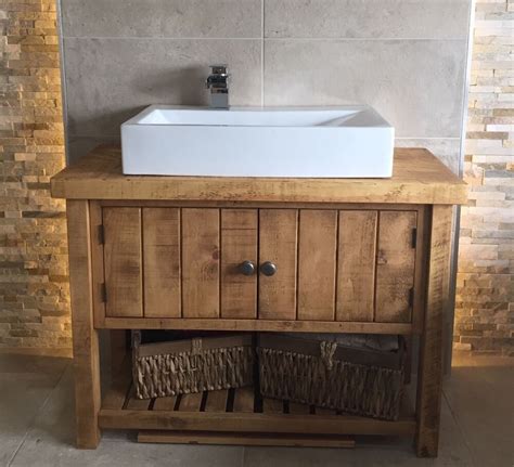 The range consists of wall and floor mounted vanity units with storage for your bathroom. NEW RUSTIC CHUNKY SOLID WOOD BATHROOM SINK VANITY UNIT ...