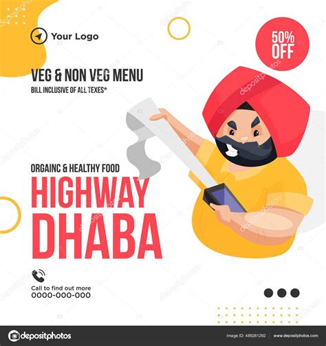 Banner Design Organic Healthy Food Highway Dhaba Template Vector