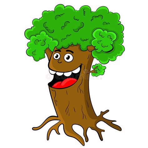 Funny Cartoon Tree Design Nature Vector Illustration Stock Vector