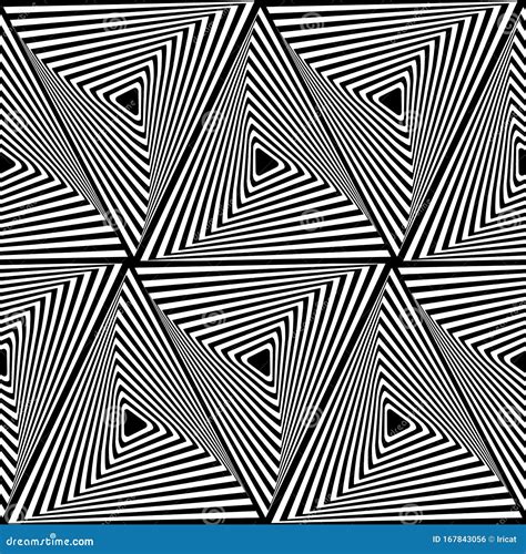 Abstract Seamless Pattern With Striped Black White Triangles Optical