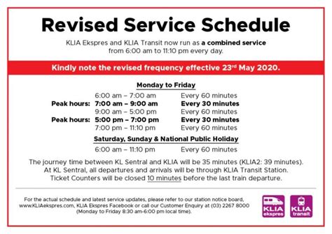 On a hot day, the humid weather can be challenging, so grab 2. ERL revises train schedule - KLIA Ekspres and KLIA Transit ...