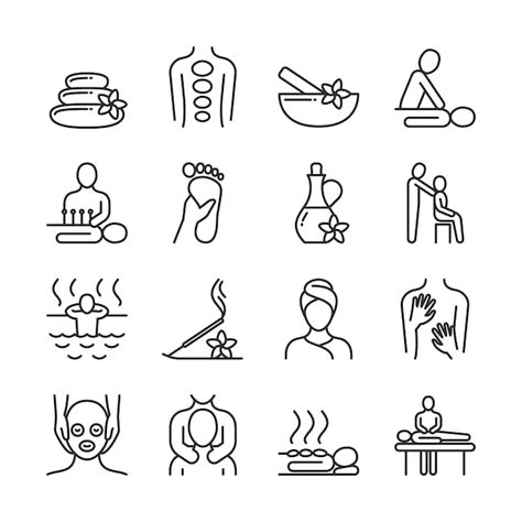 Premium Vector Relaxing Massage And Organic Spa Line Pictograms Hand Therapy Vector Icons