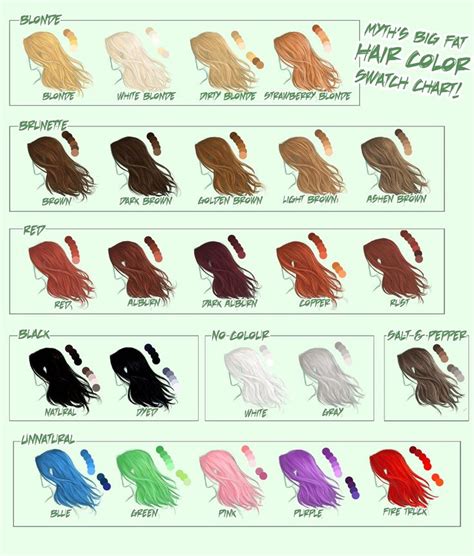 Myths Big Fat Hair Color Swatch Chart By Mytherea On Deviantart Hair